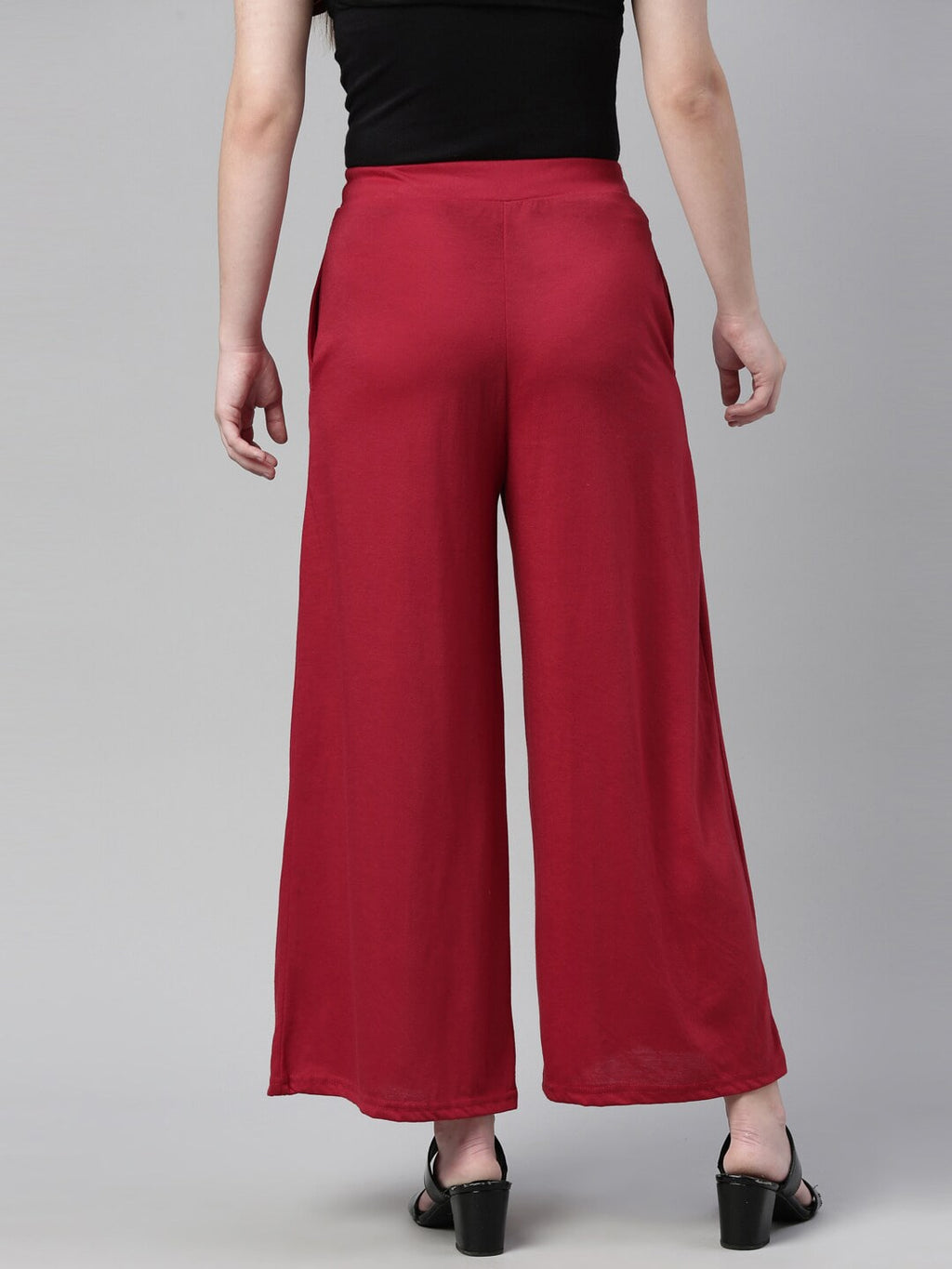 Souchii Maroon Knitted Cotton Ethnic Palazzos | Grocsy