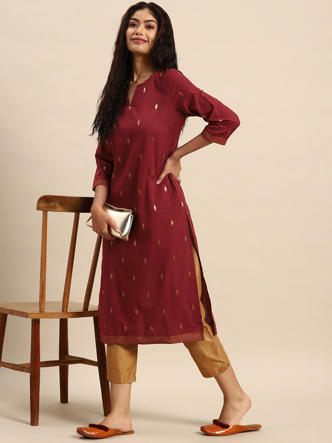 Sangria Geometric Printed Kurta | Grocsy