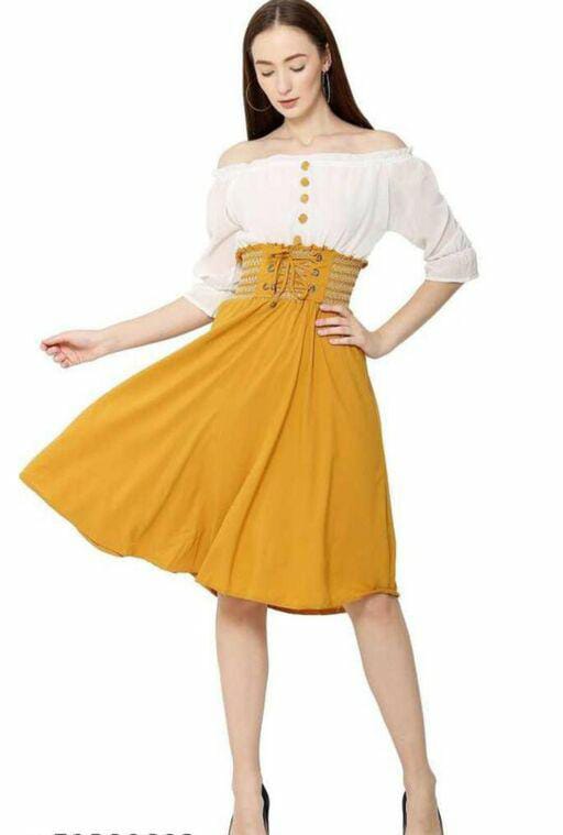 PAVONINE Mustard Color Kansai Midi For Girls | Grocsy