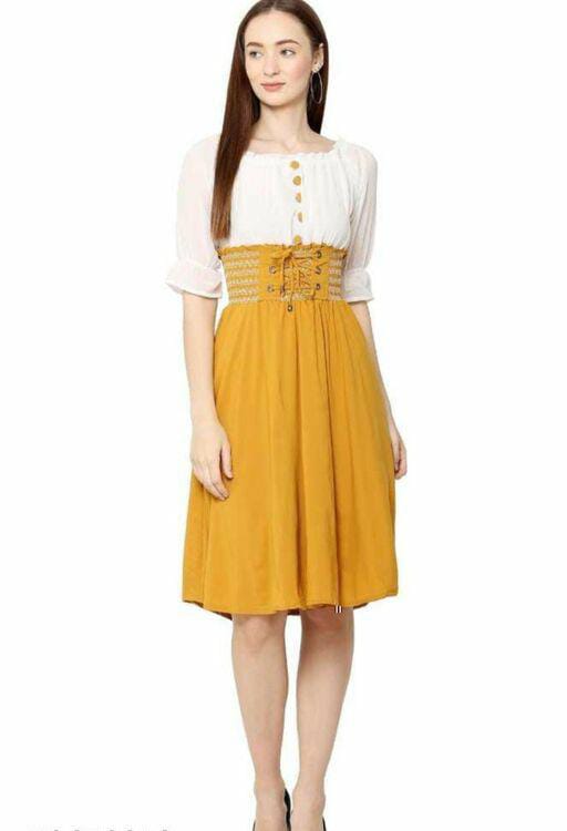 PAVONINE Mustard Color Kansai Midi For Girls | Grocsy