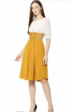 PAVONINE Mustard Color Kansai Midi For Girls | Grocsy