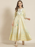 Juniper Women Ivory Georgette Printed Jacket Style Dress | Grocsy