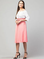 PAVONINE Peach Color Kansai Midi For Girls | Grocsy