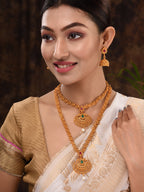 Saraf RS Jewellery Gold-Polished South Indian Imitation Bridal Temple Jewellery Set | Grocsy