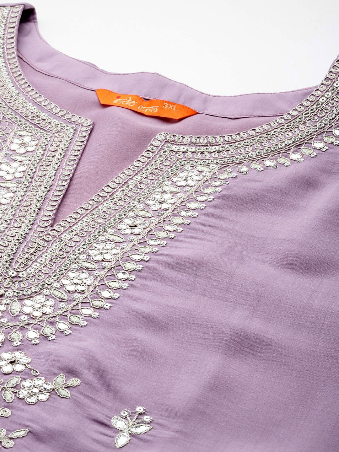 Indo Era Plus Size Embroidered Regular Sequinned Kurta with Trousers & With Dupatta | Grocsy