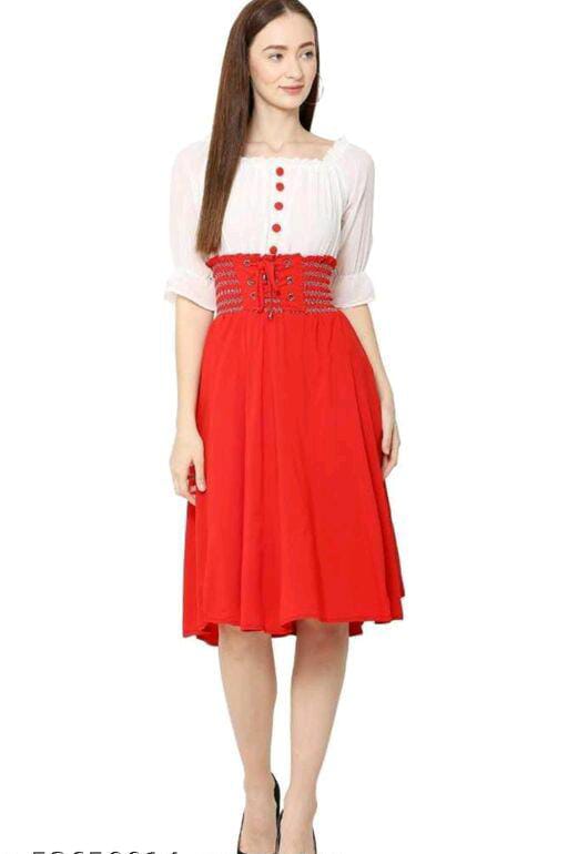 PAVONINE Red Color Kansai Midi For Girls | Grocsy