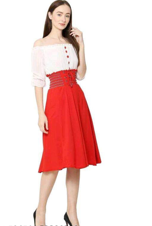 PAVONINE Red Color Kansai Midi For Girls | Grocsy
