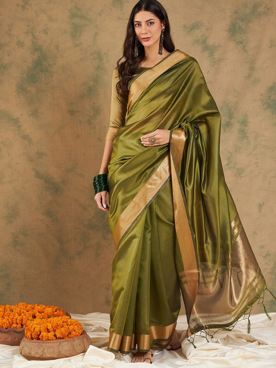 Sangria Woven Design Organza Sarees | Grocsy