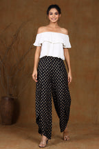 Juniper Women's Black Rayon Printed Tulip Dhoti Pant | Grocsy