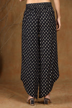Juniper Women's Black Rayon Printed Tulip Dhoti Pant | Grocsy
