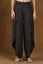 Juniper Women's Black Rayon Printed Tulip Dhoti Pant | Grocsy