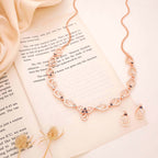 Tehzeeb Creationss Gold-Polished Choker Lavender Stone Necklace With Stud Earrings | Grocsy