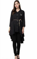 PAVONINE Black Color High-Low Midi For Girls | Grocsy