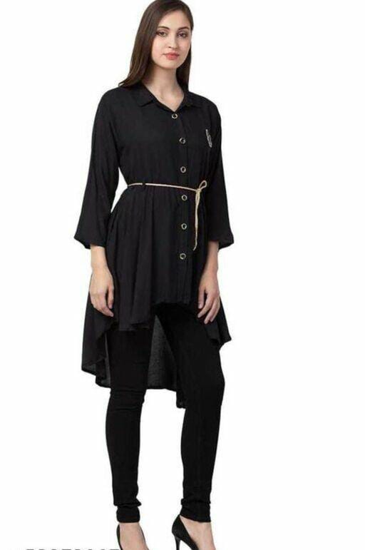 PAVONINE Black Color High-Low Midi For Girls | Grocsy