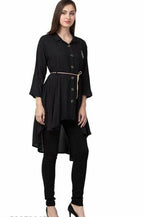 PAVONINE Black Color High-Low Midi For Girls | Grocsy