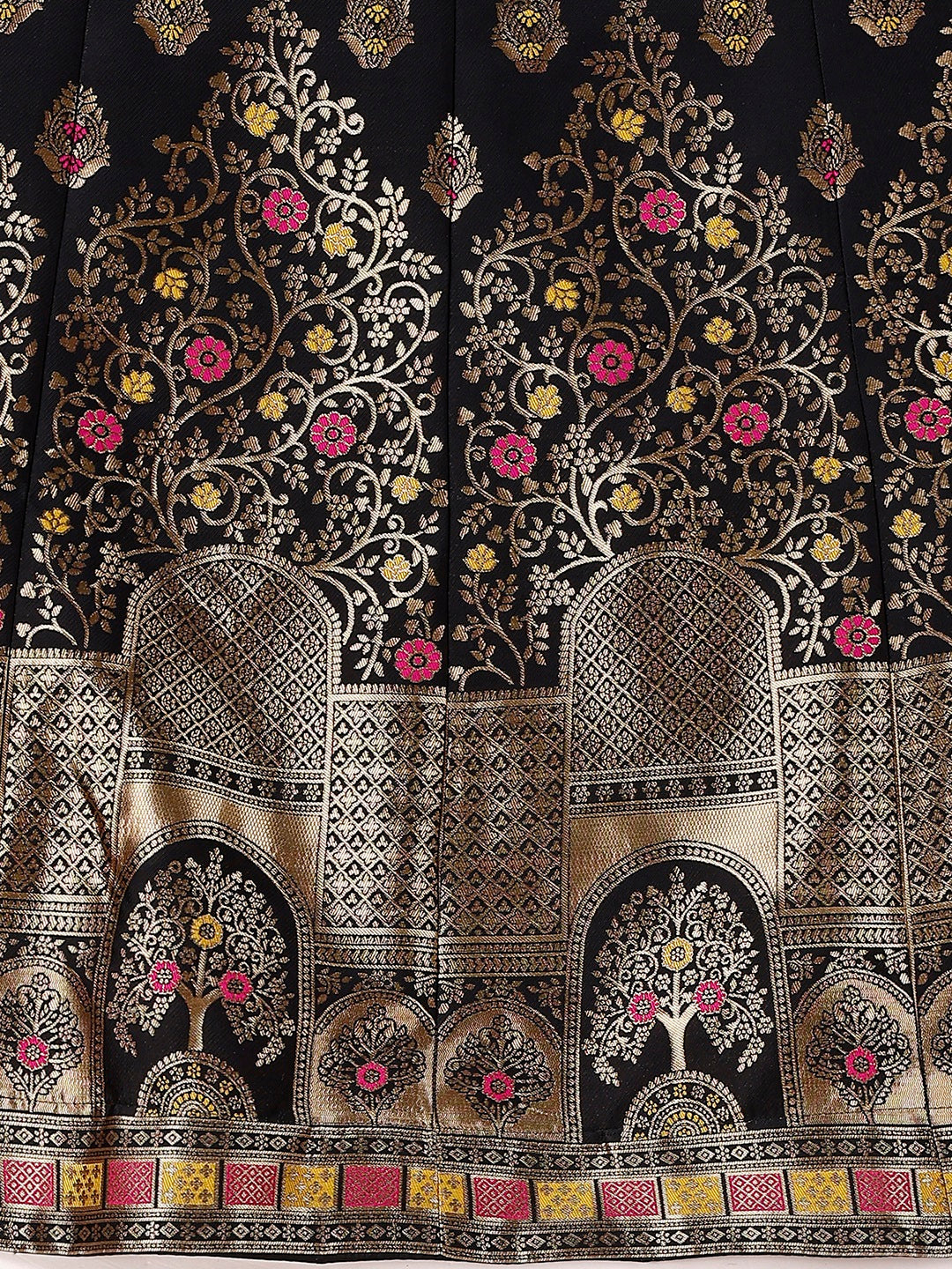 Lorenvalley Fashion Black & Pink Semi-Stitched Lehenga & Unstitched Blouse With Dupatta | Grocsy