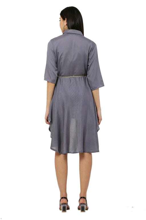 PAVONINE Grey Color High-Low Midi For Girls | Grocsy