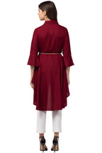 PAVONINE Maroon Color High-Low Midi For Girls | Grocsy