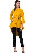 PAVONINE Mustard Color High-Low Midi For Girls | Grocsy