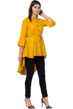 PAVONINE Mustard Color High-Low Midi For Girls | Grocsy