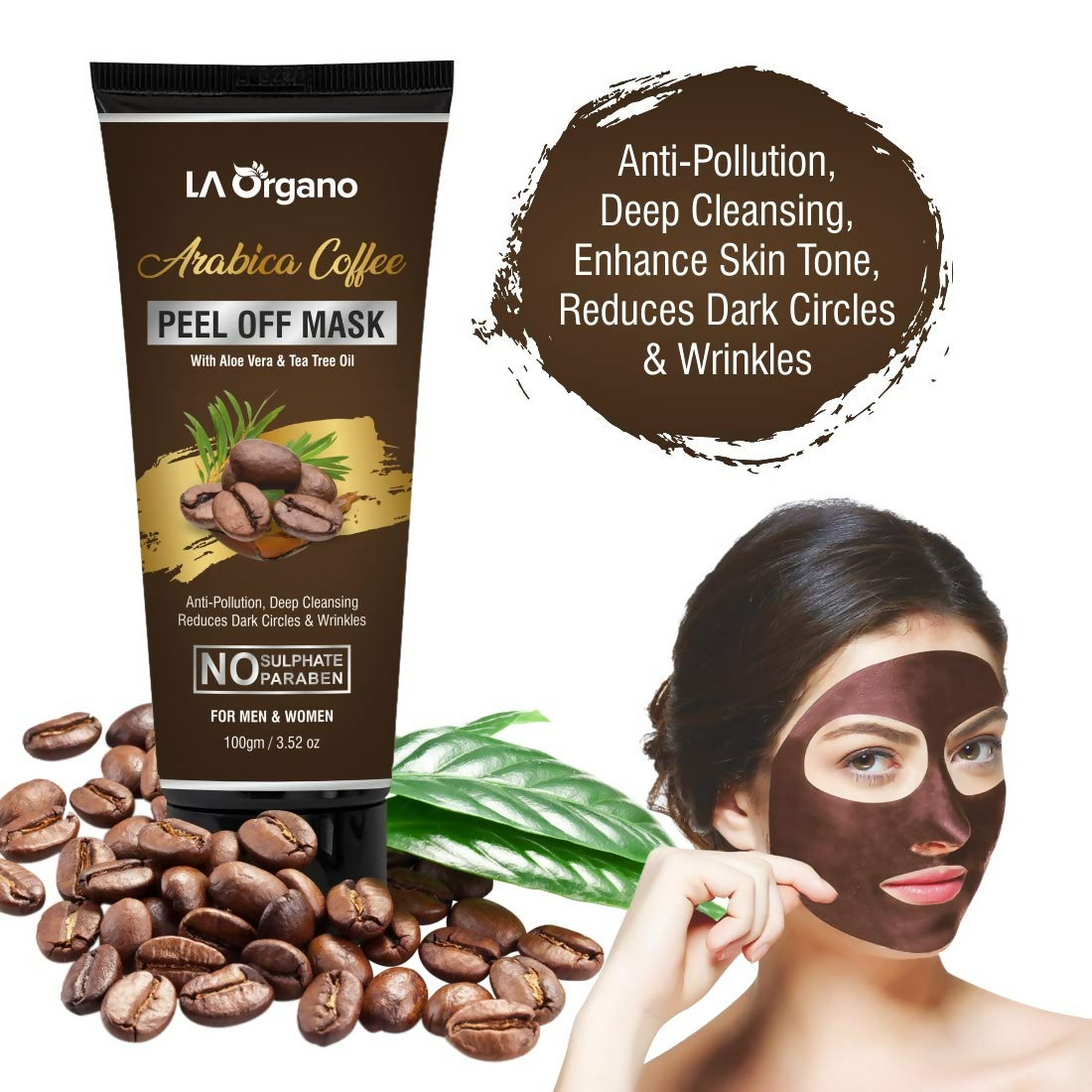 LA Organo Papaya Hydrating Face Gel with Alovera & Vit-E & Arabica Coffee Peel Off Mask Combo | Grocsy