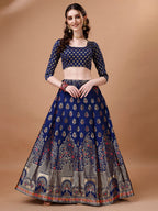 Lorenvalley Fashion Blue & Pink Semi-Stitched Lehenga & Unstitched Blouse With Dupatta | Grocsy