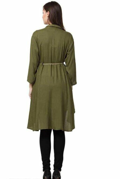 PAVONINE Mehandi Green Color High-Low Midi For Girls | Grocsy