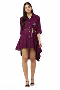 PAVONINE Purple Color High-Low Midi For Girls | Grocsy