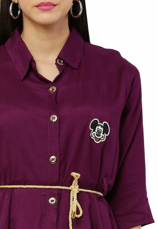 PAVONINE Purple Color High-Low Midi For Girls | Grocsy