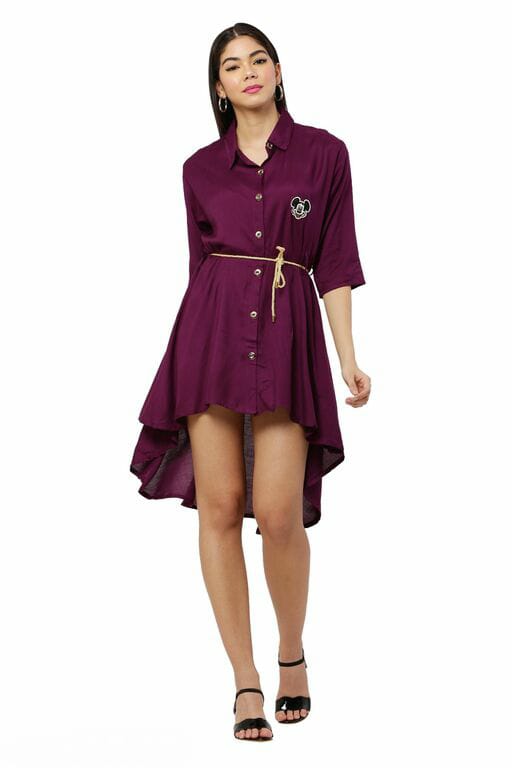 PAVONINE Purple Color High-Low Midi For Girls | Grocsy
