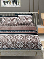 Stylespace by Isha Purple Ethnic Motifs Velvet 270 TC King Bedsheet with 2 Pillow Covers | Grocsy