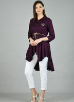 PAVONINE Wine Color High-Low Midi For Girls | Grocsy