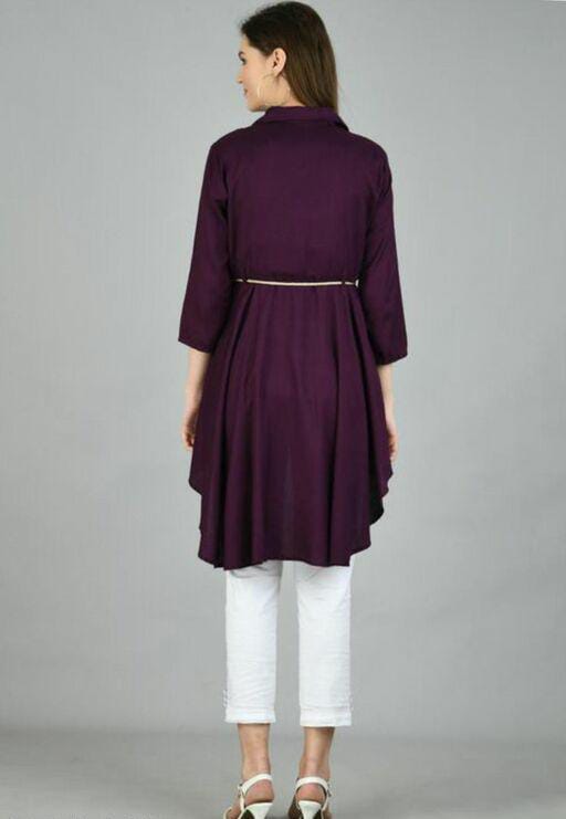 PAVONINE Wine Color High-Low Midi For Girls | Grocsy