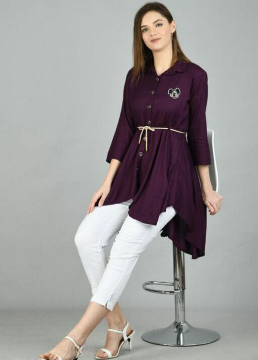 PAVONINE Wine Color High-Low Midi For Girls | Grocsy