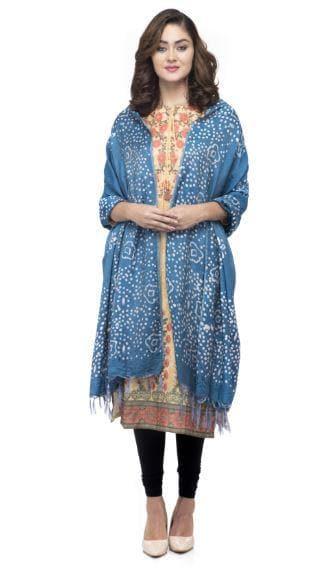 A R Silk Women's Cotton Batik Print Ocean Blue Regular Dupatta | Grocsy
