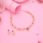 Tehzeeb Creationss Gold-Polished Choker Maroon Stone Necklace With Stud Earrings | Grocsy