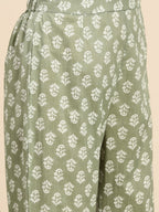 All About You Women Pure Cotton Ethnic Motifs Printed Kurta with Trousers | Grocsy