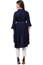 PAVONINE Navy Blue Color High-Low Midi For Girls | Grocsy