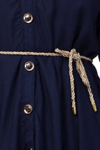 PAVONINE Navy Blue Color High-Low Midi For Girls | Grocsy