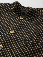 Sojanya Men Black Solid Kurta with Churidar & Nehru Jacket | Grocsy