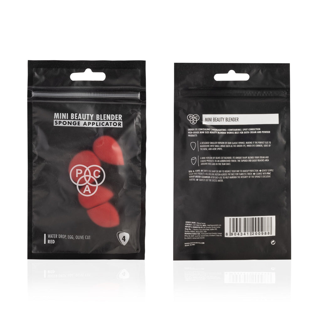 PAC Studio Mini Sponge Set (Water Drop, Egg, Olive Cut) (Red) | Grocsy