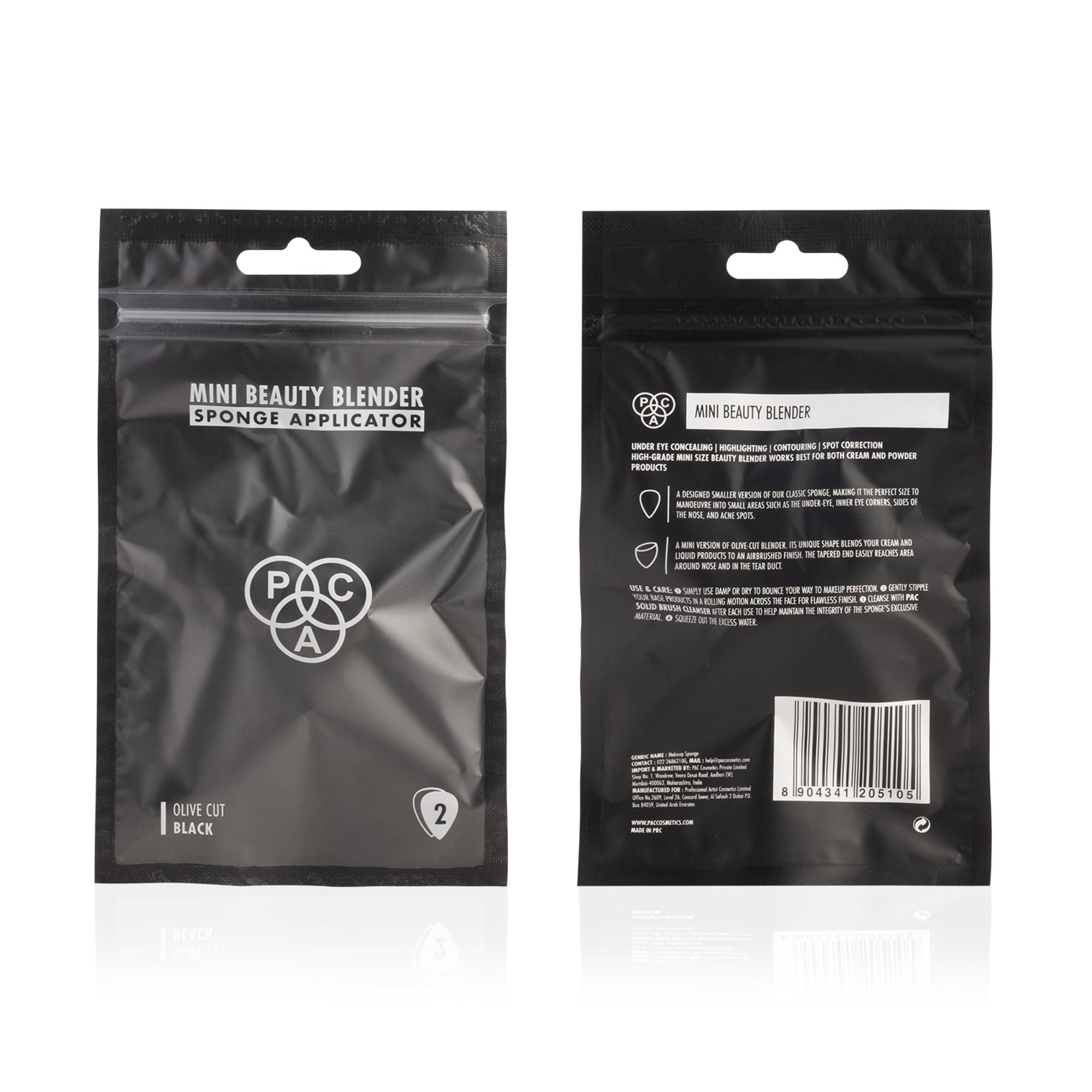 PAC Studio Mini Sponge Set Water Drop Olive Cut - Black | Grocsy