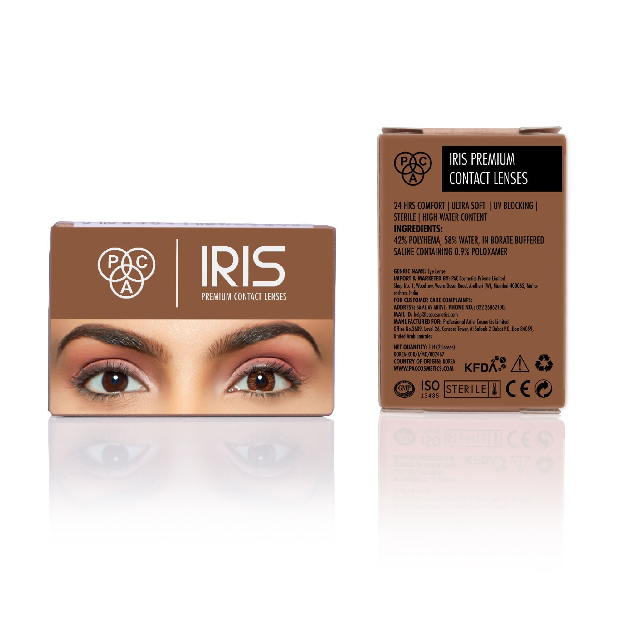 PAC Studio IRIS Premium Contact Lenses Brown - Comfortable Natural Looking, 1 Day Wear, Non-Irritating | Grocsy