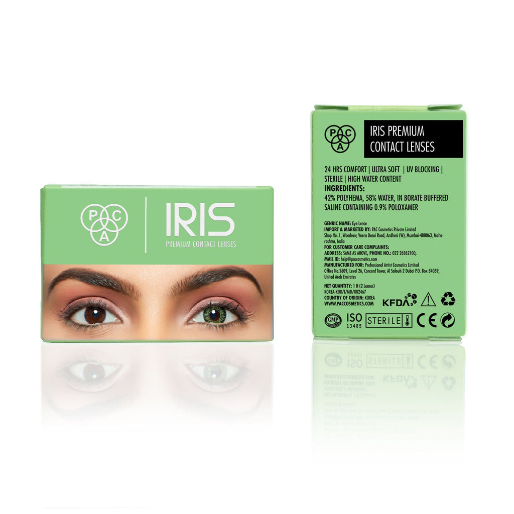 PAC Studio IRIS Premium Contact Lenses Green - Comfortable Natural Looking, 1 Day Wear, Non-Irritating | Grocsy