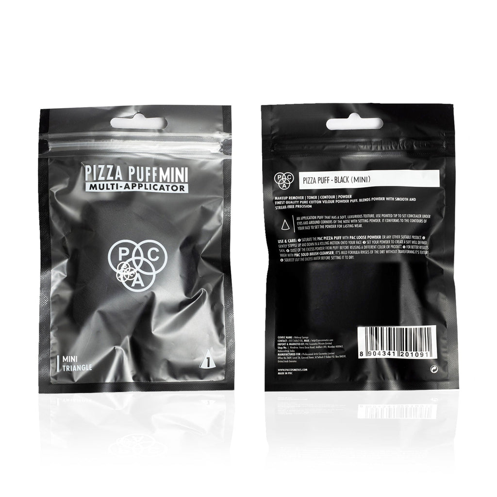 PAC Studio Pizza Puff Black - Small Size 99% Soft Natural Cotton, Less Product Wastage,Ideal for Under Eyes | Grocsy