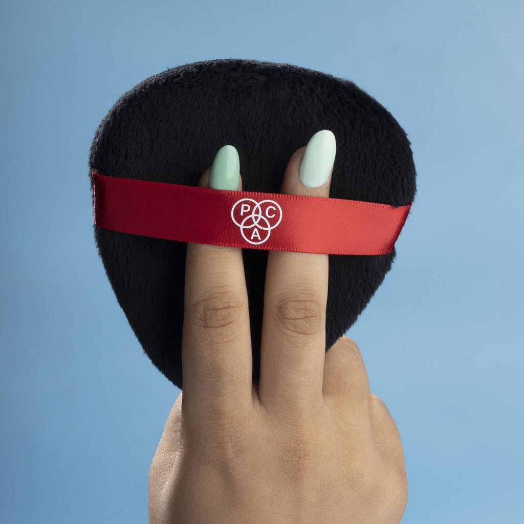 PAC Studio Power Puff Black - Large Size, 99% Soft Micro Fibre, Comes with a Pouch, Less Product Wastage | Grocsy