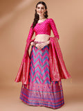 Lorenvalley Fashion Purple & Pink Semi-Stitched Lehenga & Unstitched Blouse With Dupatta | Grocsy