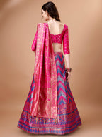 Lorenvalley Fashion Purple & Pink Semi-Stitched Lehenga & Unstitched Blouse With Dupatta | Grocsy