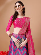 Lorenvalley Fashion Purple & Pink Semi-Stitched Lehenga & Unstitched Blouse With Dupatta | Grocsy