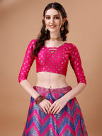 Lorenvalley Fashion Purple & Pink Semi-Stitched Lehenga & Unstitched Blouse With Dupatta | Grocsy
